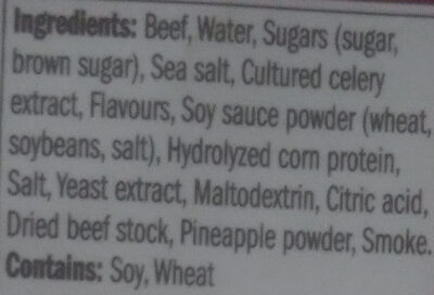 Original Beef Jerky ingredients label