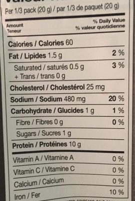 Small Batch Original Handcrafted Beef Jerky nutrition facts table