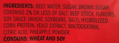 Beef Jerky ingredients label