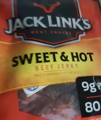 Beef Yerky Sweet and hot front packaging