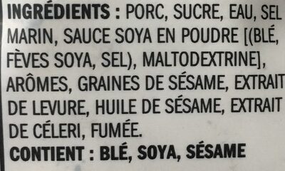 Flame grilled jerky ingredients label