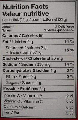 Pepperoni Original nutrition facts table