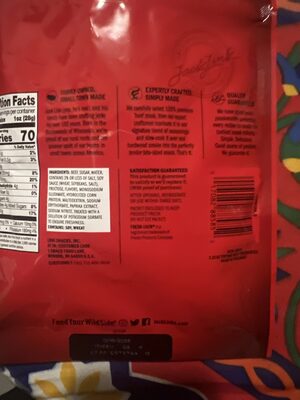 Teriyaki Beef Tender Bites ingredients label