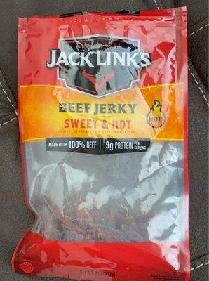 Sweet & hot beef jerky front packaging