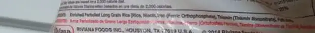 Enriched Parboiled Rice ingredients label