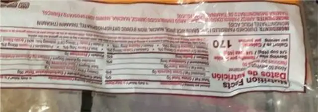 Enriched Parboiled Rice nutrition facts table