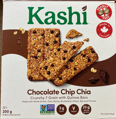 Chocolate Chip Chia 7-Grain & Quinoa bars. 
Made in 🇨🇦 from domestic & impotant ingredients. Prepared for…