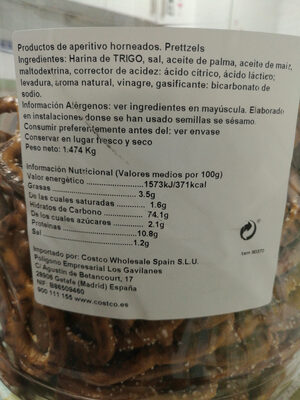 San Francisco Pretzel Company Sourdough nutrition facts table