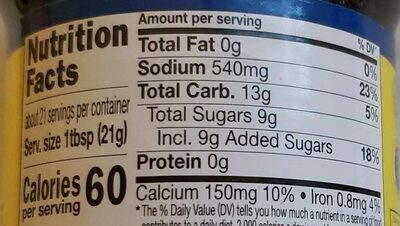 Thick soy sauce nutrition facts table