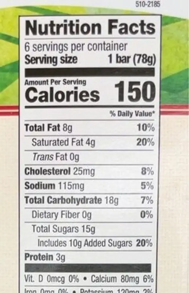 Strawberry lemonade fruit and cream bars nutrition facts table