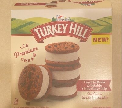 Vanilla Bean & Double Chocolate Chip Ice Cream Cookie Sandwiches front packaging