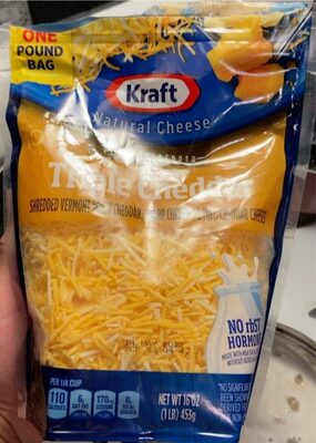Finely shredded natural cheese front packaging