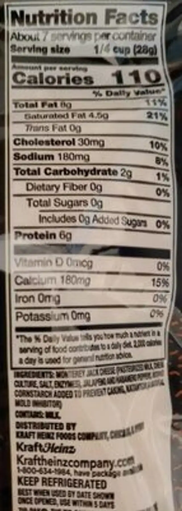 Taco Bell Fire Habanero cheese nutrition facts table