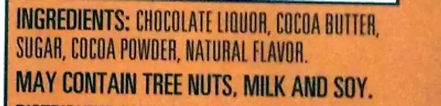 78% cacao dark chocolate ingredients label