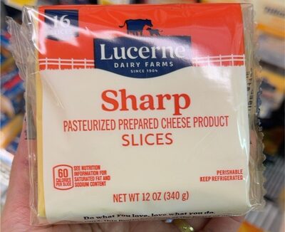 Dairy farms sharp pasteurized prepared cheese product slices front packaging