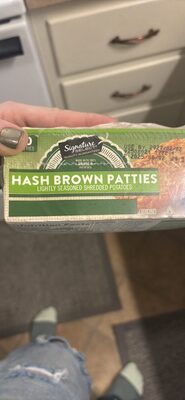HASH BROWN PATTIES LIGHTLY SEASONED SHREDDED POTATOES front packaging