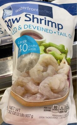 Large peeled & deveined tail off raw shrimp
