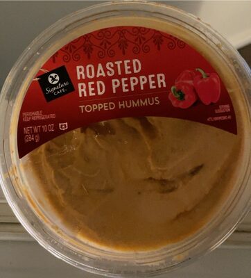 Roasted red pepper topped hummus