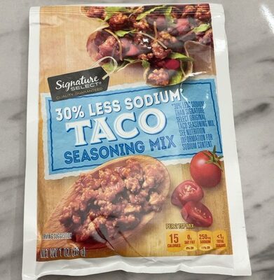 30% Less Sodium Taco Seasoning Mix front packaging