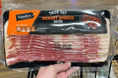 Select hickory smoked thick cut bacon front packaging