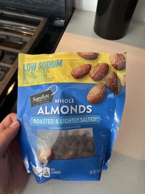 Whole Almonds Roasted & Lightly salted front packaging