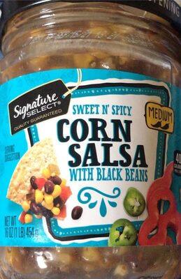 Select medium sweet n' spicy corn salsa with black beans