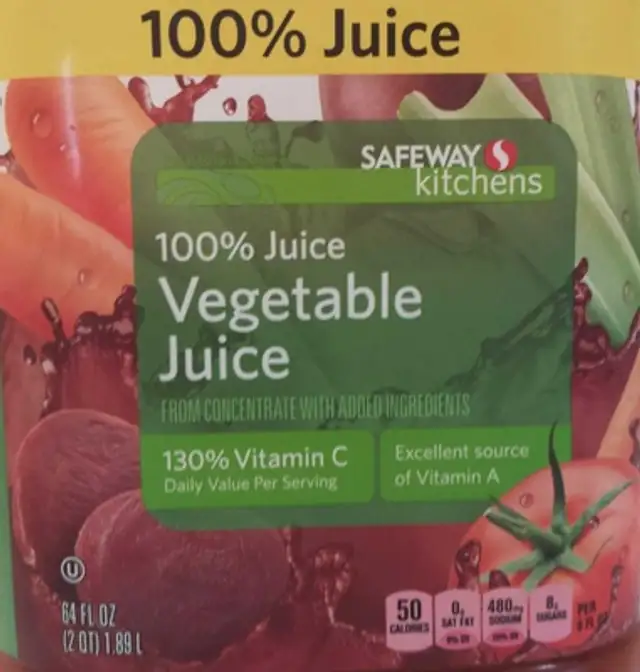 Vegetable Juice front packaging