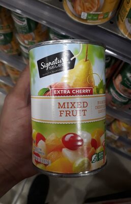 Mixed fruit in a natural cherry flavored light syrup, extra cherry front packaging