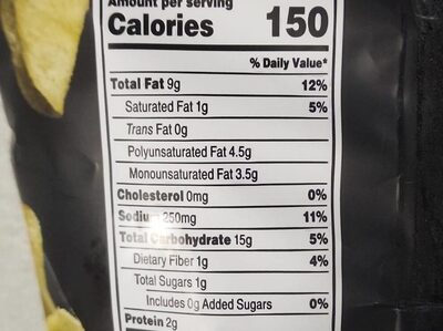 Kettle Cooked Chips nutrition facts table