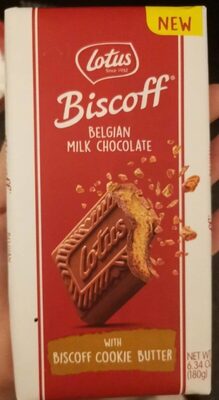 Lotus Biscoff Belgian Milk Chocolate with Biscoff Cookie Butter front packaging