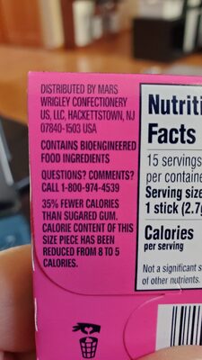 Rockin’ RASPBERRY LIME ingredients label