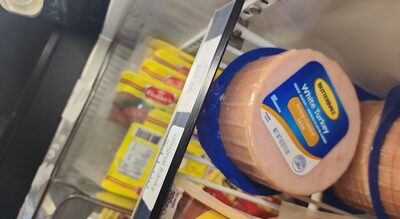 Butterball, thick sliced white turkey, honey roasted front packaging