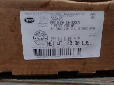 Broiler Chicken, 8 Pc cut up without neck and giblets front packaging