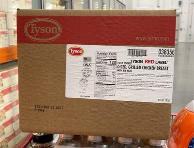 Fully cooked diced, grilled chicken meat