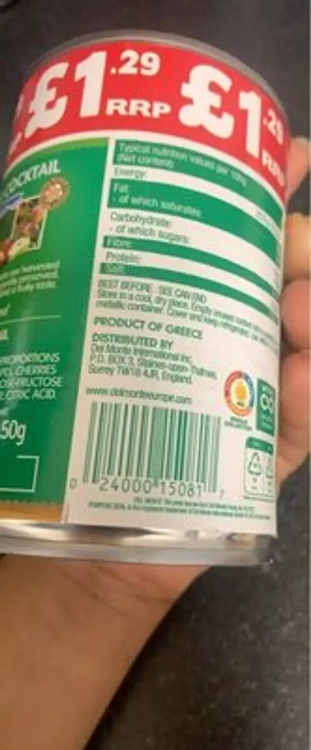 Del Monte Fersken Halve Diet 400g nutrition facts table