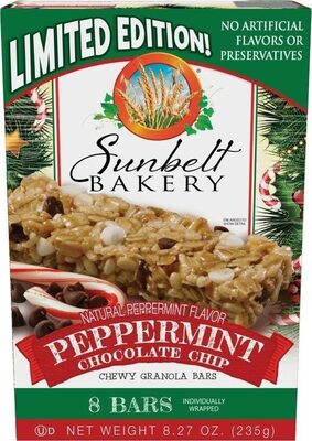 Peppermint chocolate chip chewy granola bars