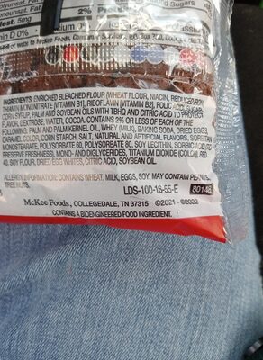 Fudge round ingredients label