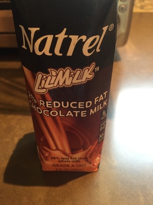 Natrel, lilimilk, 2% reduced fat chocolate milk front packaging