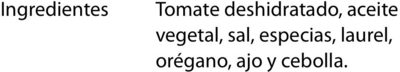 TOMATE DESHIDRATADO ingredients label