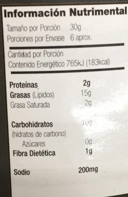 TOMATE DESHIDRATADO nutrition facts table