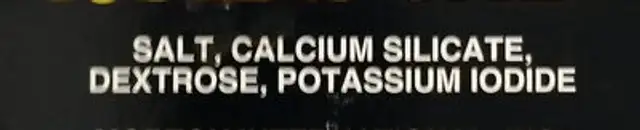 Iodized Salt ingredients label