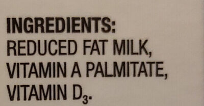 Reduced fat milk ingredients label
