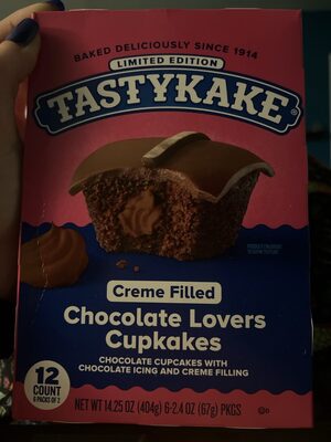 Chocolate Lovers Cream Filled Chocolate Cupcakes front packaging