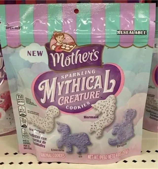 Sparkling mythical creature cookies front packaging