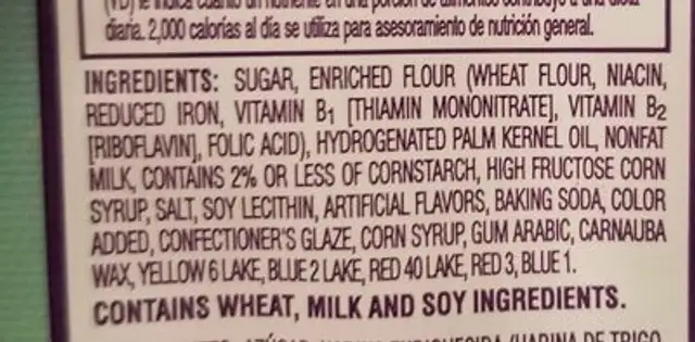 Sparkling mythical creature cookies ingredients label