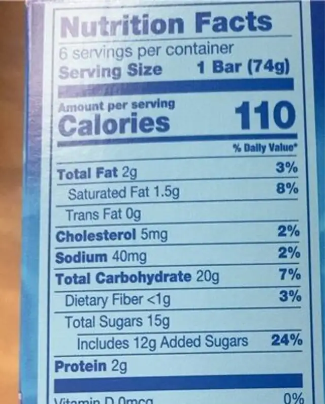 Nestlé fudge bar nutrition facts table