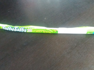 Laffy taffy, taffy candy, sour apple, sour apple