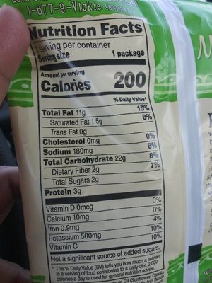 Jalapeño Flavored Kettle Cooked Potato Chips nutrition facts table