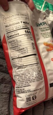 Crunchy White Cheddar nutrition facts table