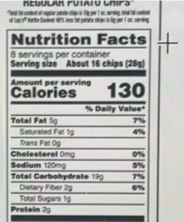 Kettle cooked potato chips nutrition facts table